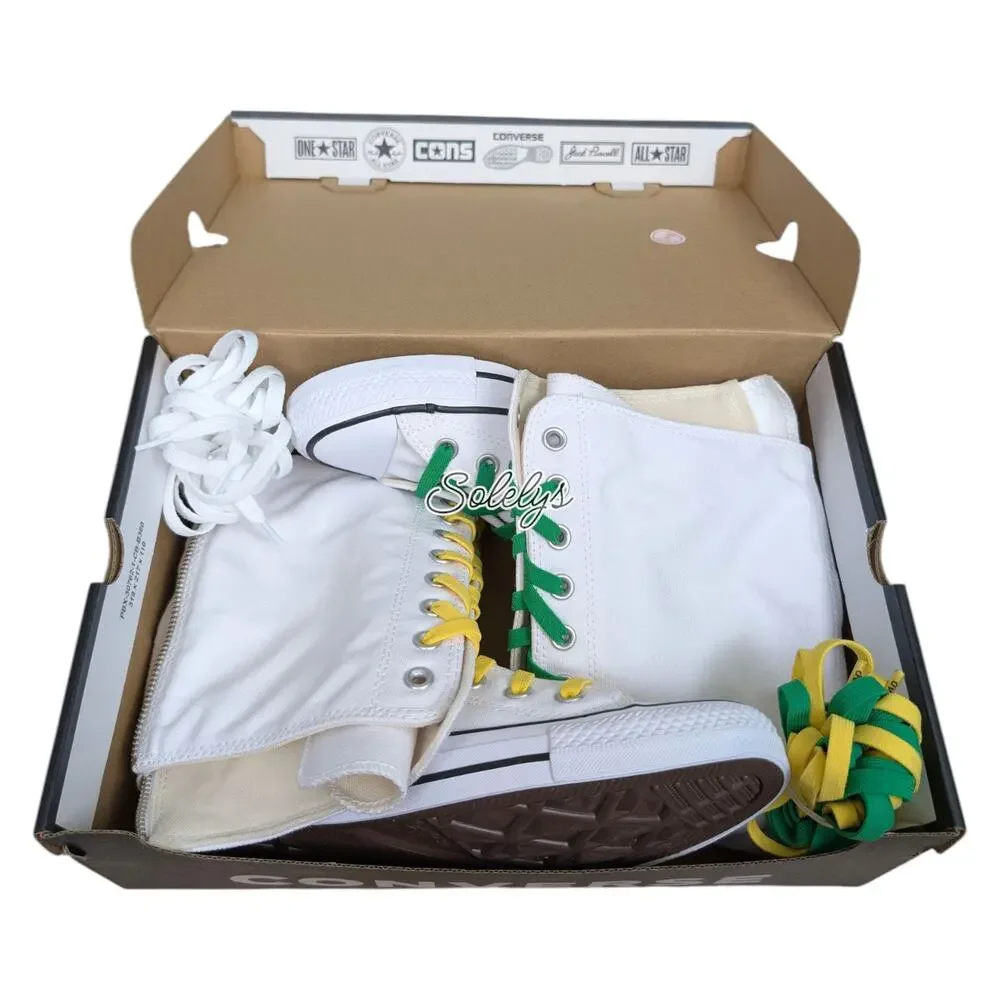 Converse XXHI Knee High Sneaker Boot White Green Yellow Elastic Laces Womens 7